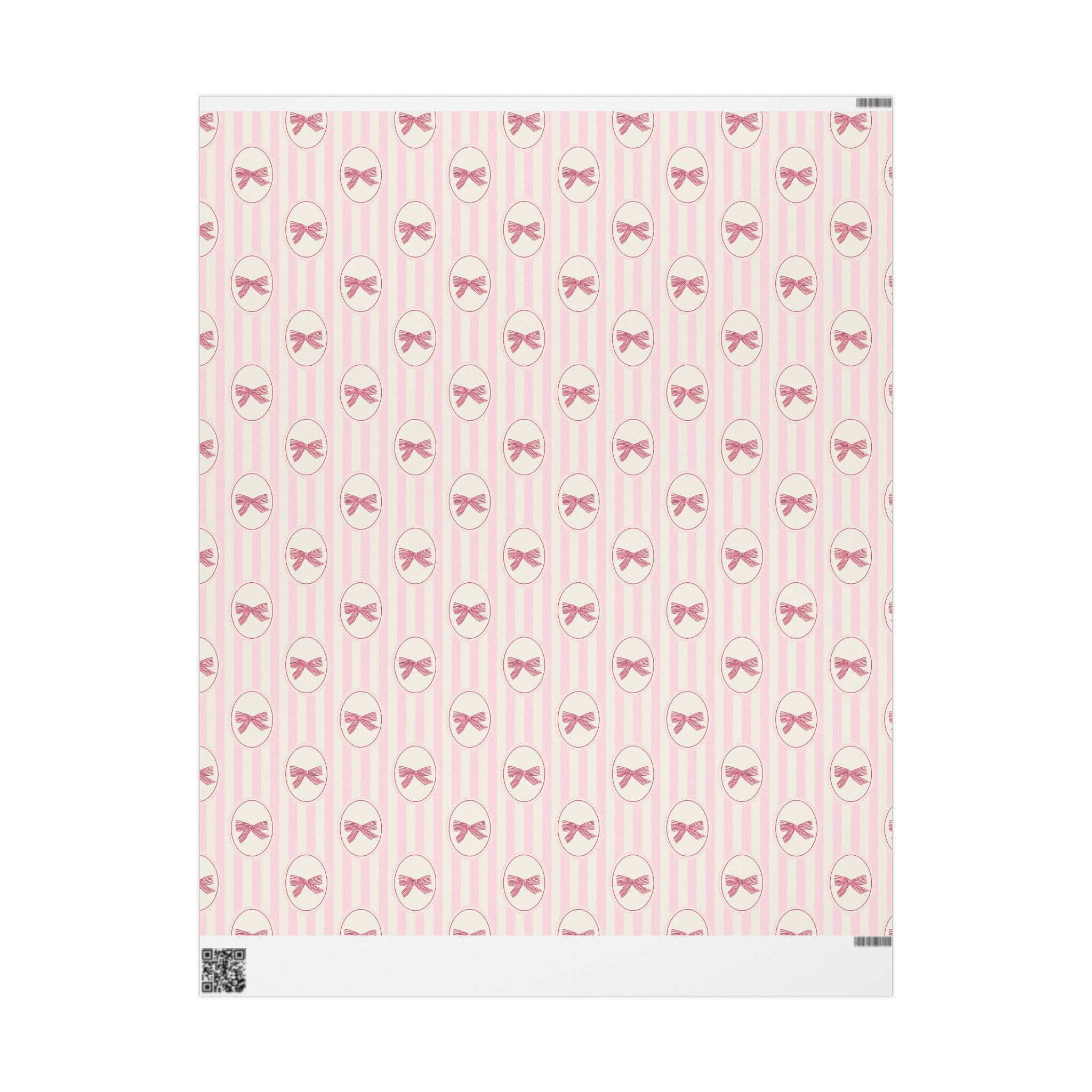 Pink Bow Wrapping Paper | Cute Stripe Gift Wrap