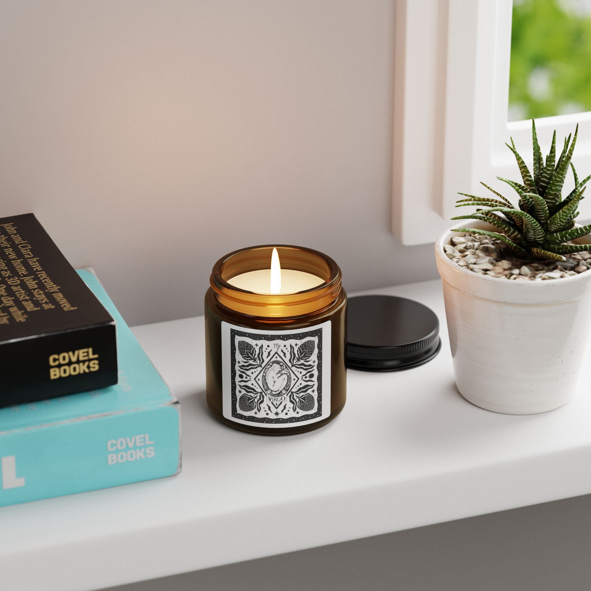 Virgo Zodiac Scented Soy Candle — Amber Jar