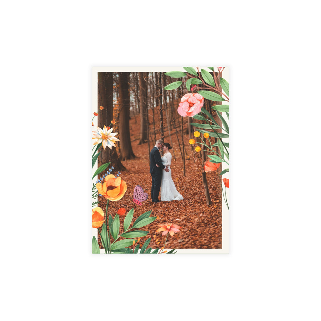 Colorful Botanical Wedding Invitation | Customizable Flat Card Pack (10, 30, 50 Count)