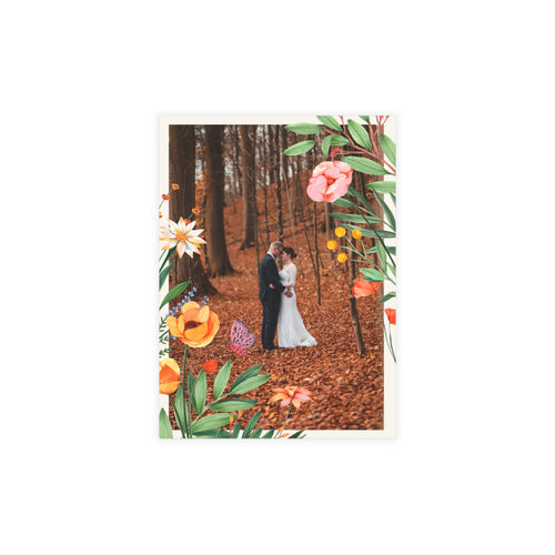 Colorful Botanical Wedding Invitation | Customizable Flat Card Pack (10, 30, 50 Count)