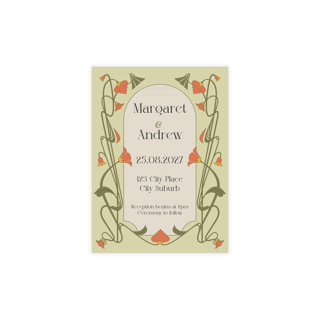 Victorian Wedding Invitation | Customizable Flat Card Pack (10, 30, 50 Count)