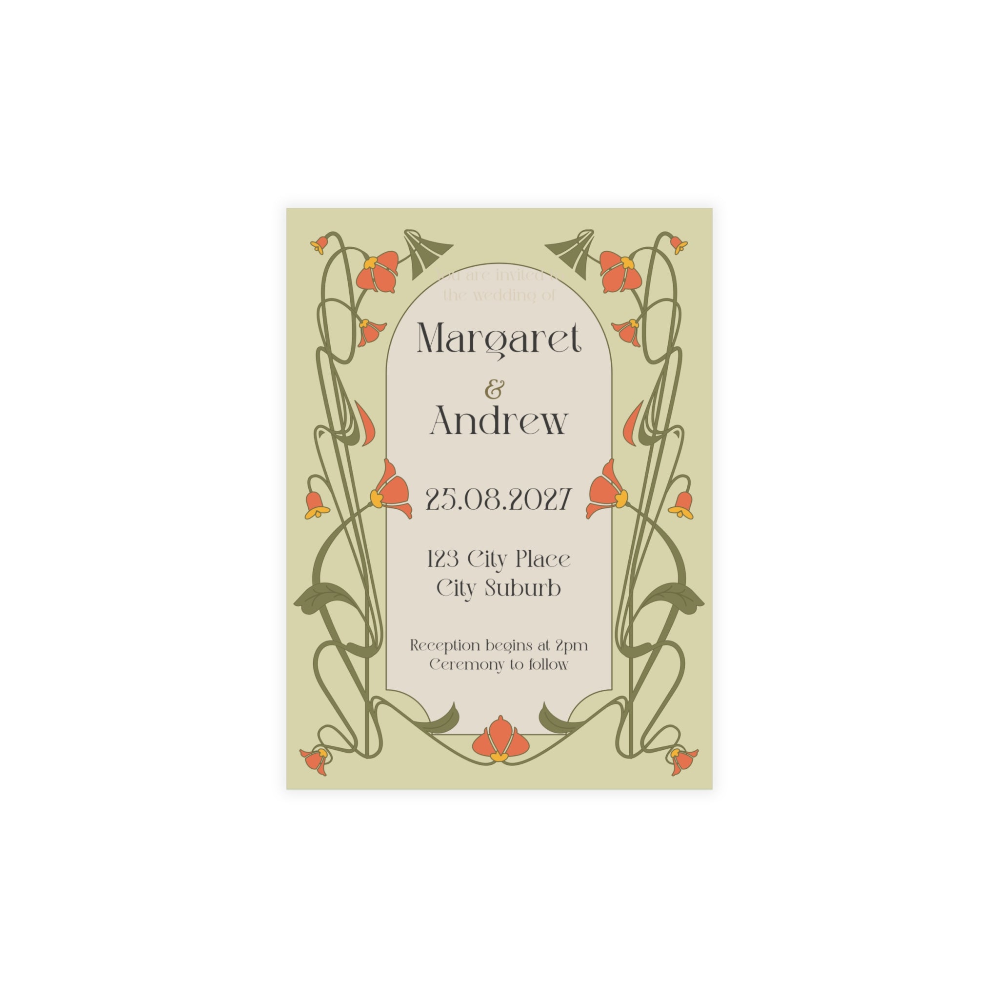 Victorian Wedding Invitation | Customizable Flat Card Pack (10, 30, 50 Count)