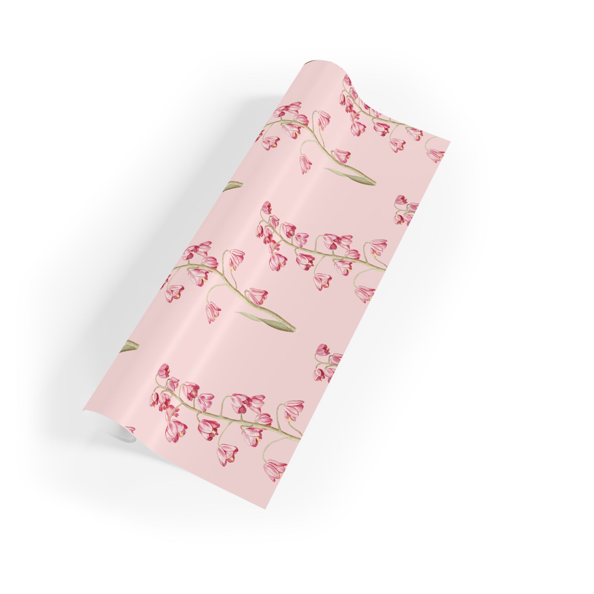 Pink Floral Gift Wrap Roll — Watercolor Tulip Wrapping Paper for Mother's Day & Spring Celebrations