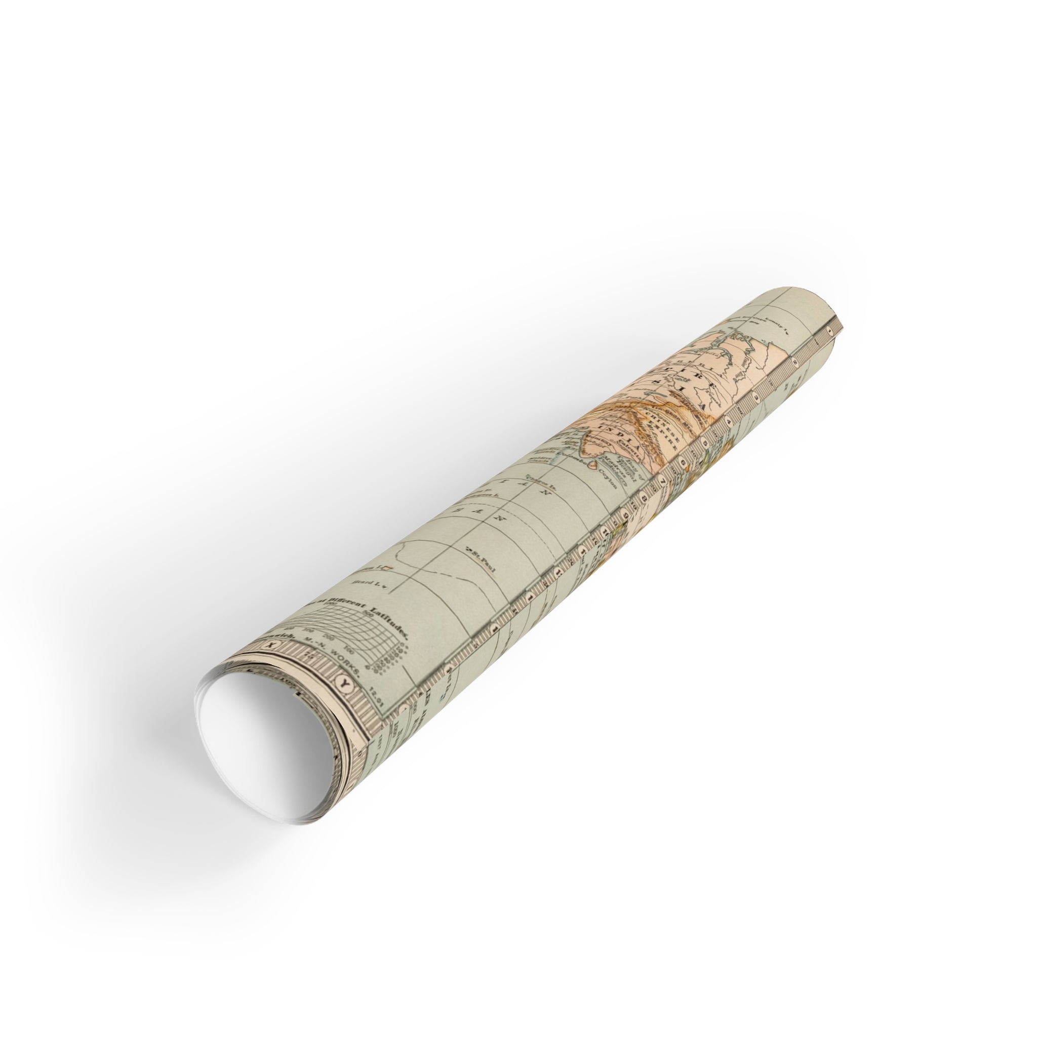 Wrapping Paper Roll, Vintage World Map Gift Wrap, Retro Atlas Travel Design