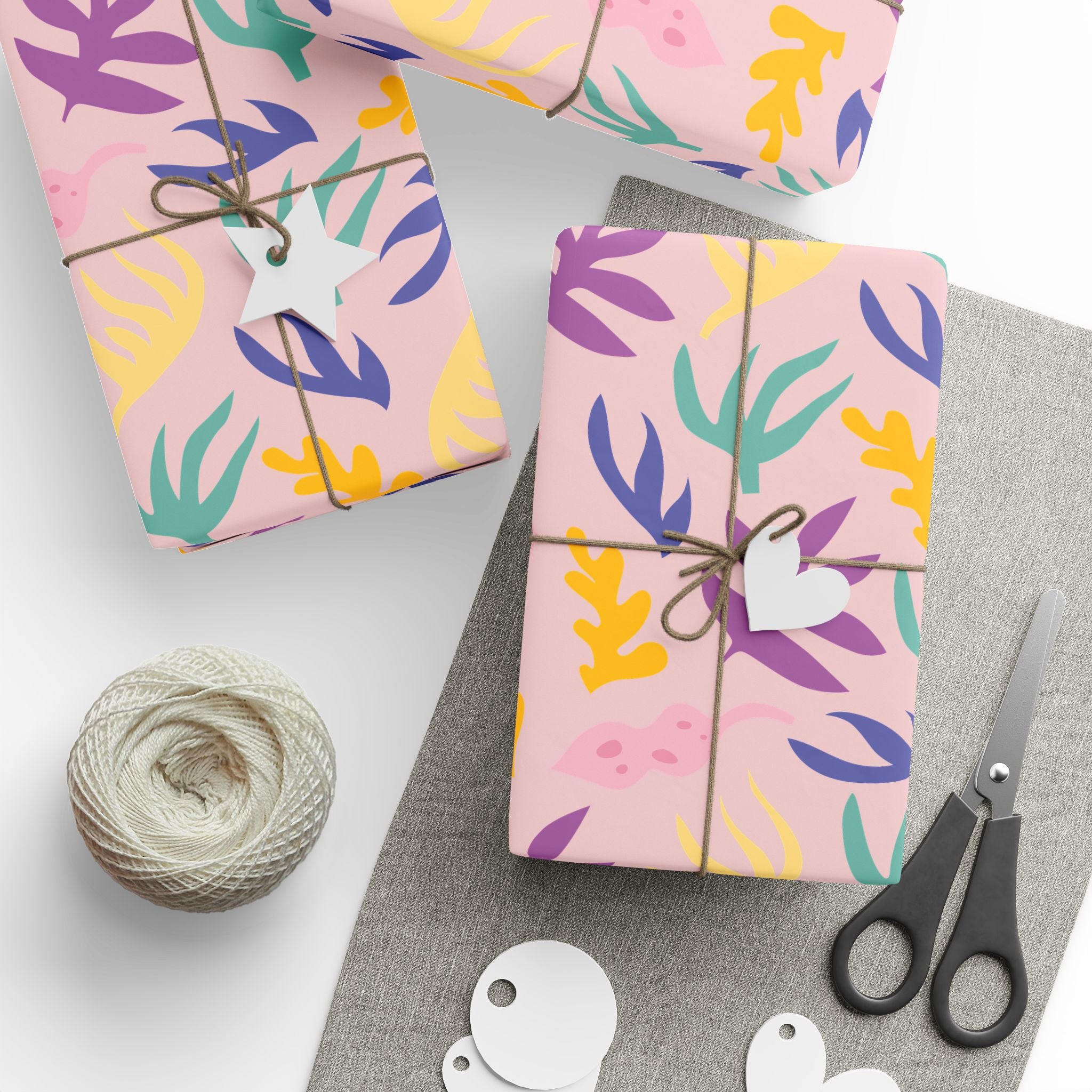 Floral Confetti Wrapping Paper - Pastel Pink Botanical Gift Wrap