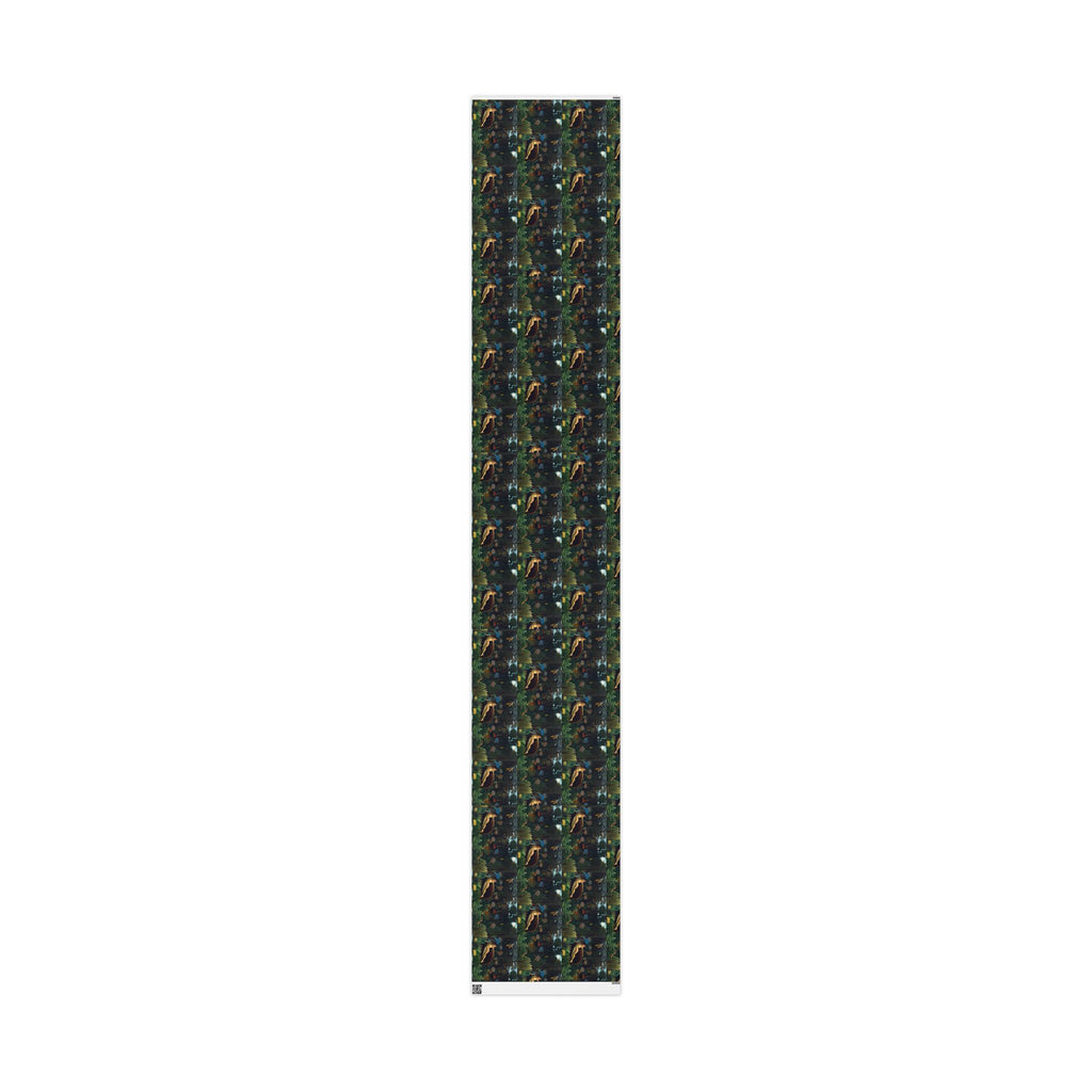 Wrapping Paper, Tropical Jungle Leaves Gift Wrap, Orchid Nightfall Botanical Design