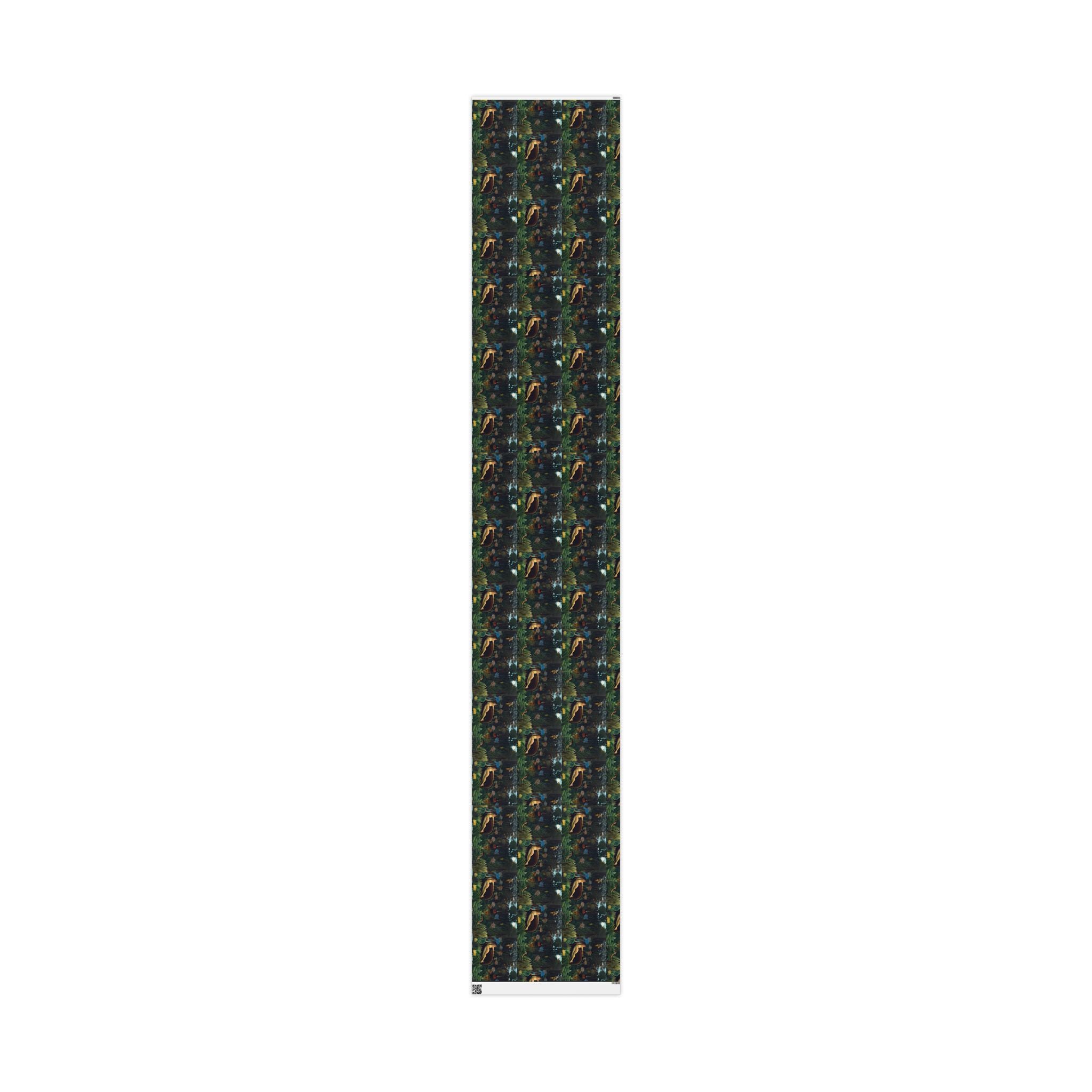 Wrapping Paper, Tropical Jungle Leaves Gift Wrap, Orchid Nightfall Botanical Design