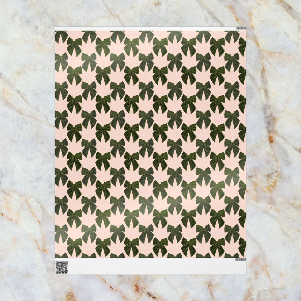 Botanical Leaf Wrapping Paper Roll — Pink & Green Tropical Gift Wrap