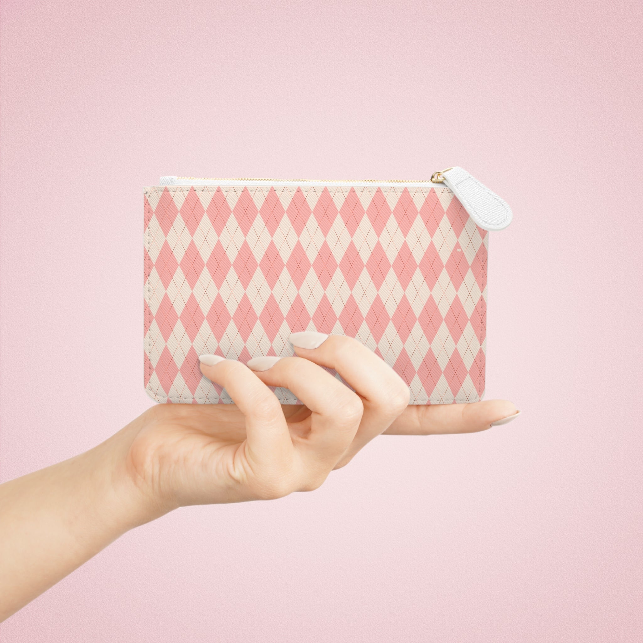 Argyle Clutch Bag | Pink Diamond Wrist Pouch