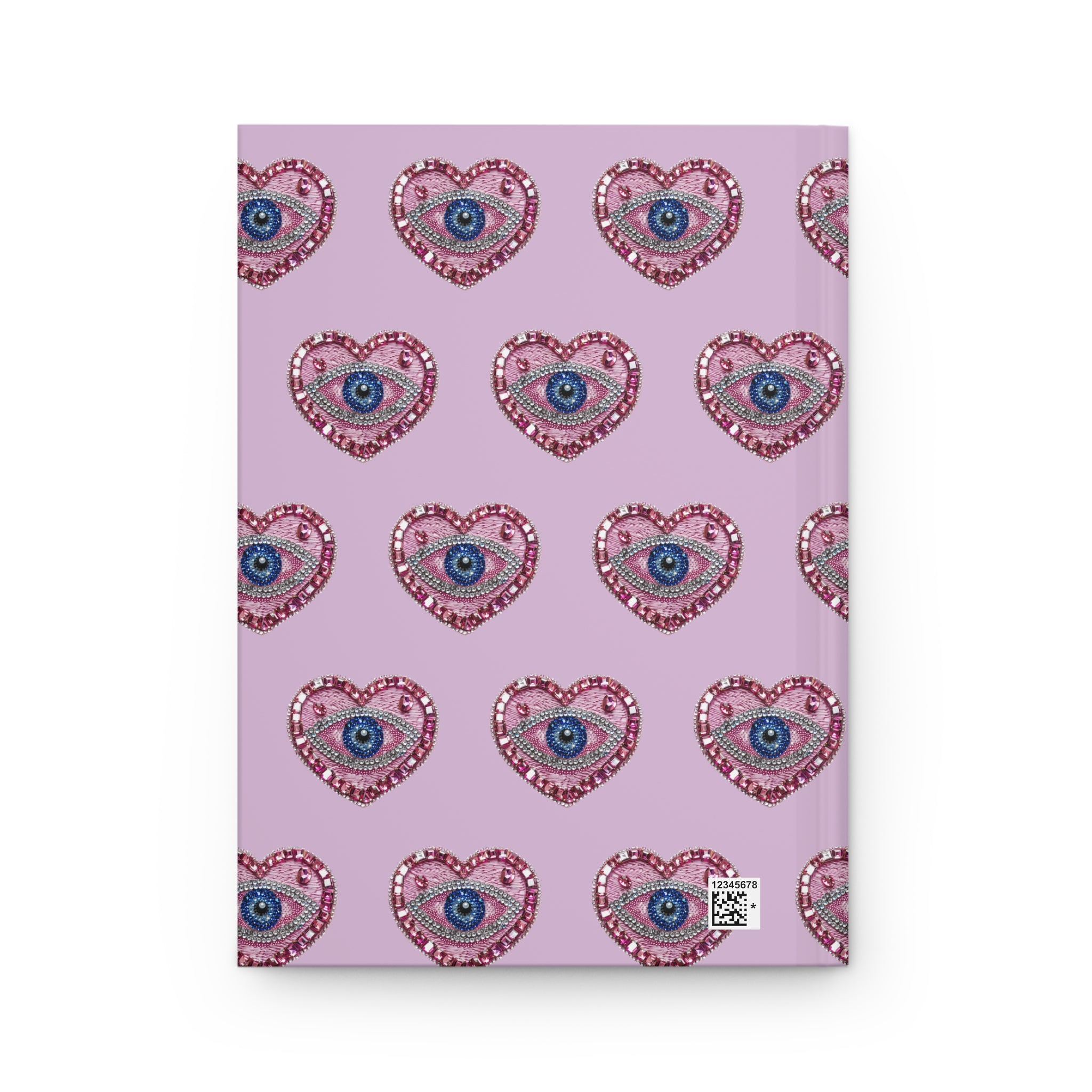 Hardcover Journal — Pink Heart Eye Pattern Notebook, Cute Mystical Writing Diary