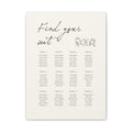 Personalized Wedding Seating Chart Canvas | Custom Guest Table Plan | Framed New Zealand Pine | Elegant Minimalist Reception Decor