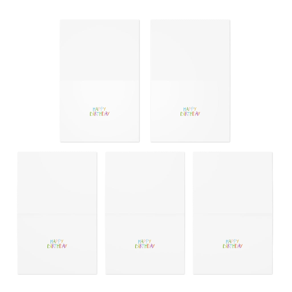 Dinosaur Birthday Greeting Cards Set — 5-Pack Colorful Dino Party Cards