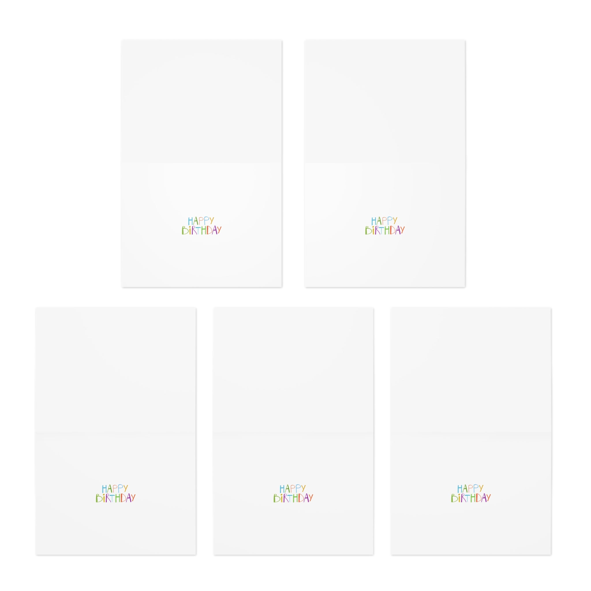 Dinosaur Birthday Greeting Cards Set — 5-Pack Colorful Dino Party Cards