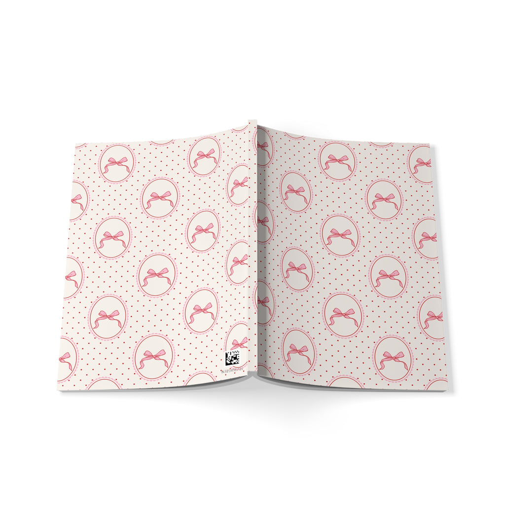 Pink Bow Notebook A5 | Polka Dot Softcover Journal