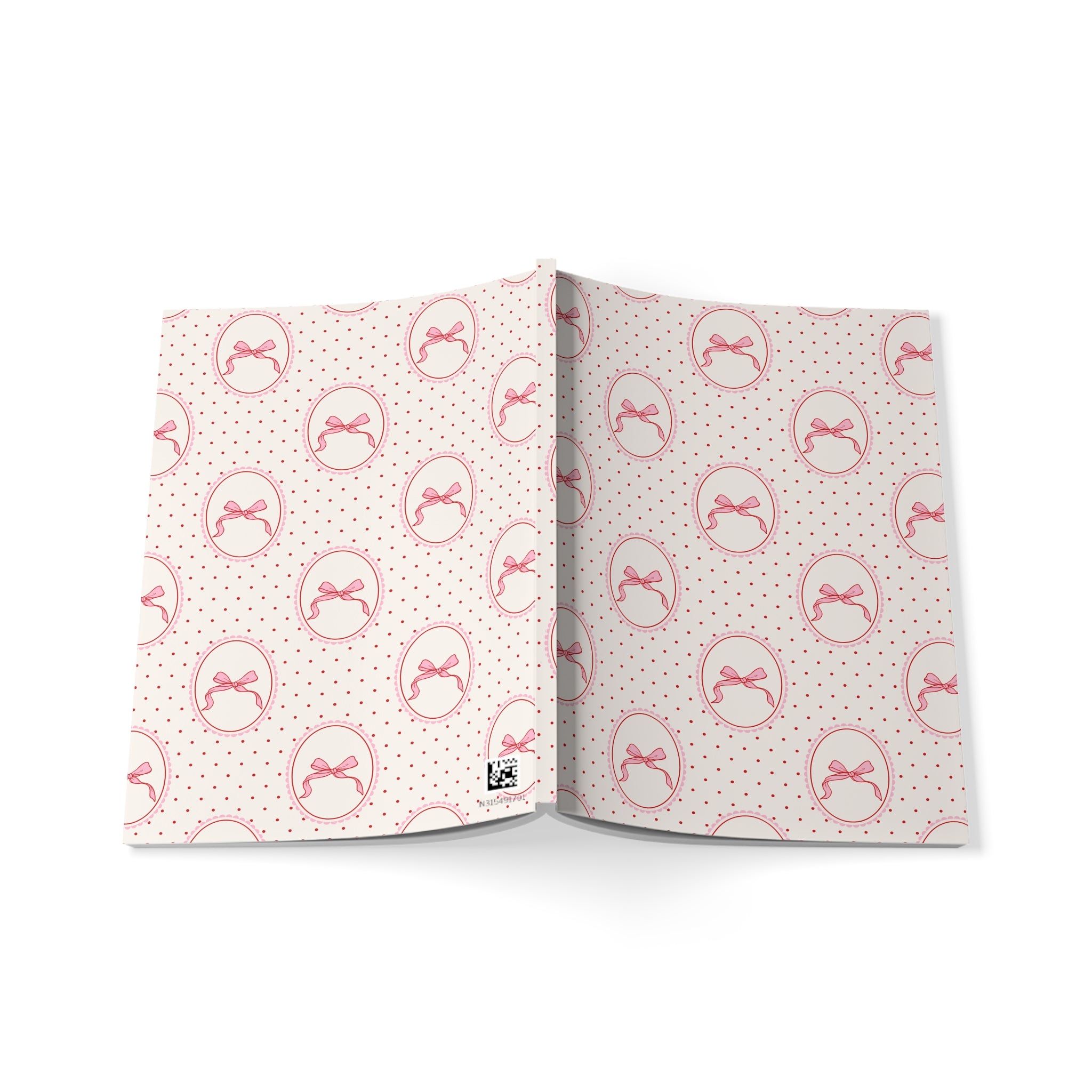 Pink Bow Notebook A5 | Polka Dot Softcover Journal