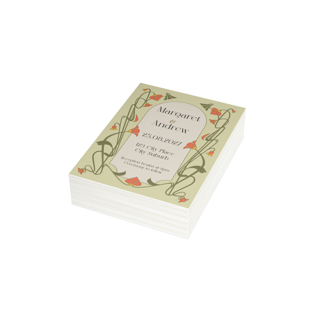 Victorian Wedding Invitation | Customizable Flat Card Pack (10, 30, 50 Count)