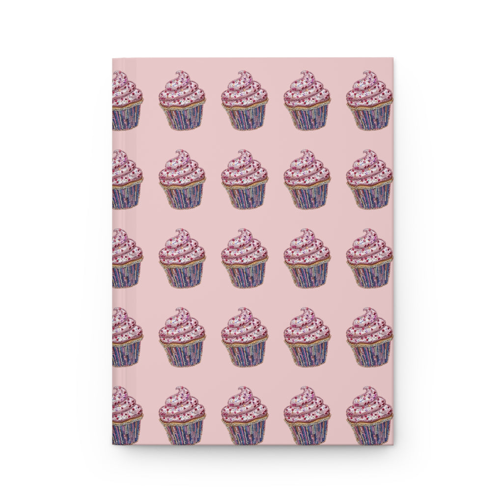 Cupcake Pattern Hardcover Journal — Pink Pastry Notebook for Baking Lovers & Gift Giving