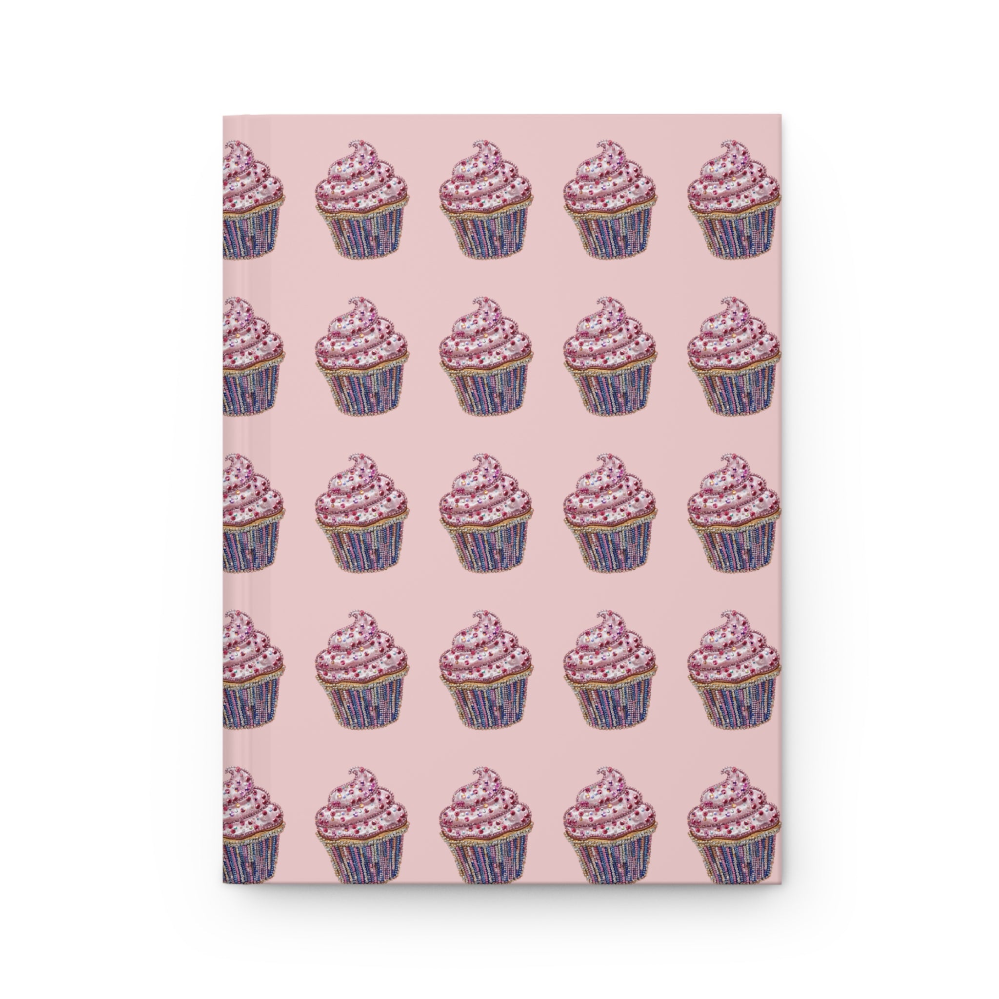 Cupcake Pattern Hardcover Journal — Pink Pastry Notebook for Baking Lovers & Gift Giving