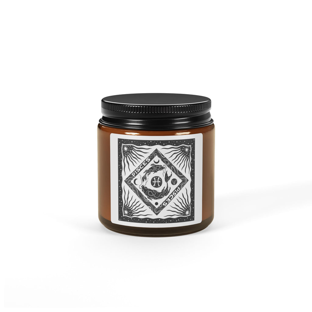 Pisces Zodiac Scented Soy Candle — Amber Jar (Multi-Size)
