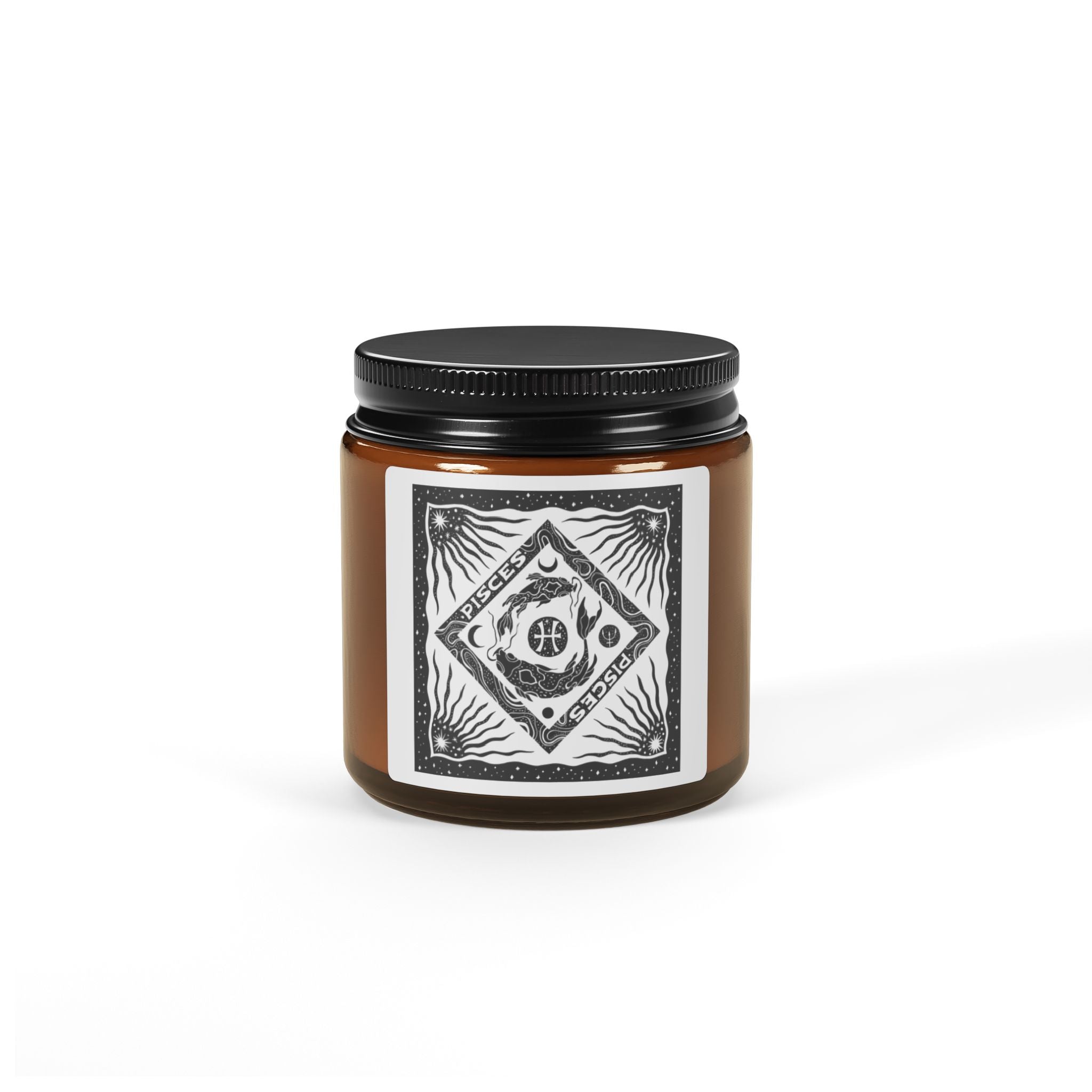 Pisces Zodiac Scented Soy Candle — Amber Jar (Multi-Size)