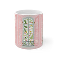 Pink Parisian Window Floral Mug — 11oz & 15oz Ceramic Coffee Cup