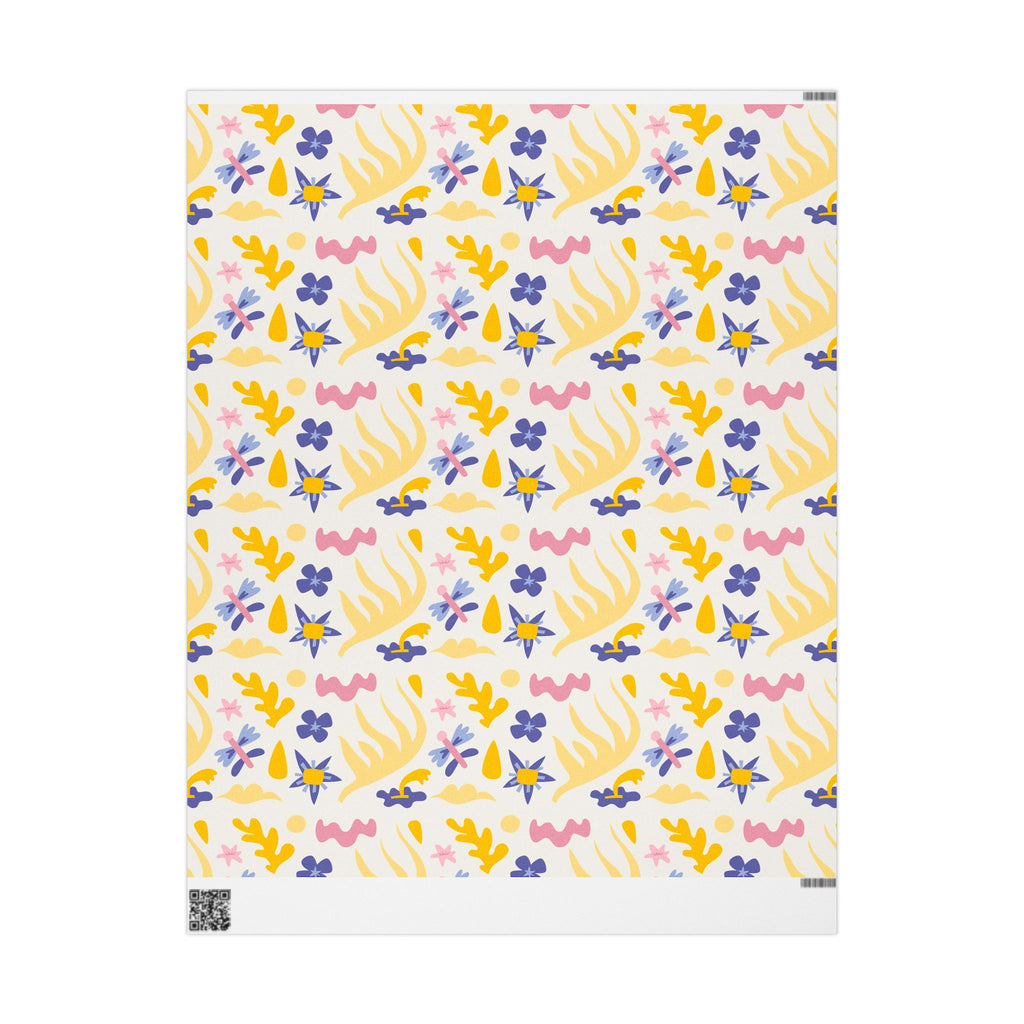 Floral Pastel Wrapping Paper Roll — Yellow, Pink & Lavender Patterned Gift Wrap