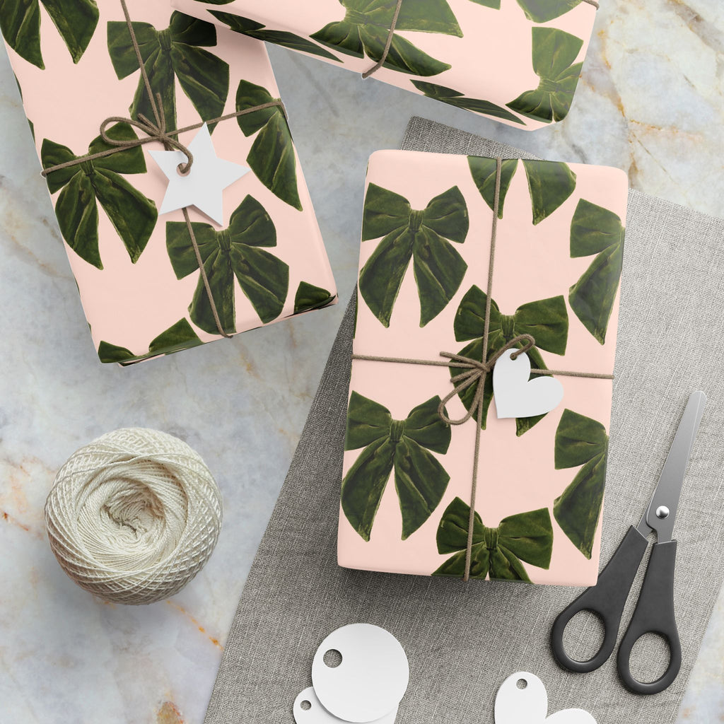 Botanical Leaf Wrapping Paper Roll — Pink & Green Tropical Gift Wrap