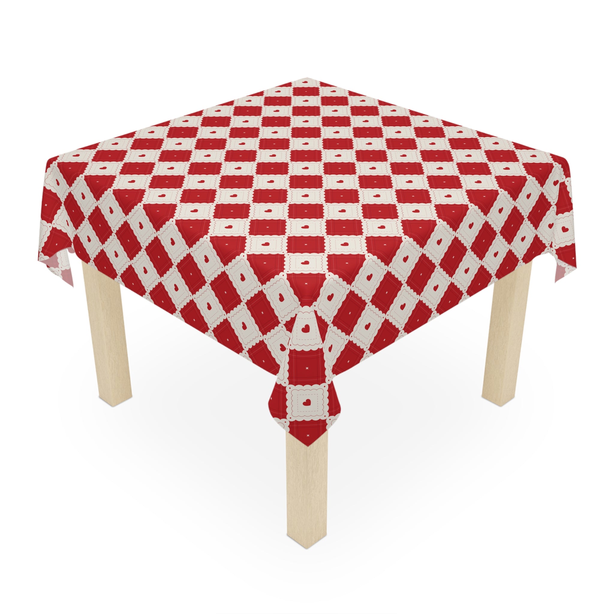 Red Diamond Check Tablecloth — Retro Picnic Plaid Table Cover
