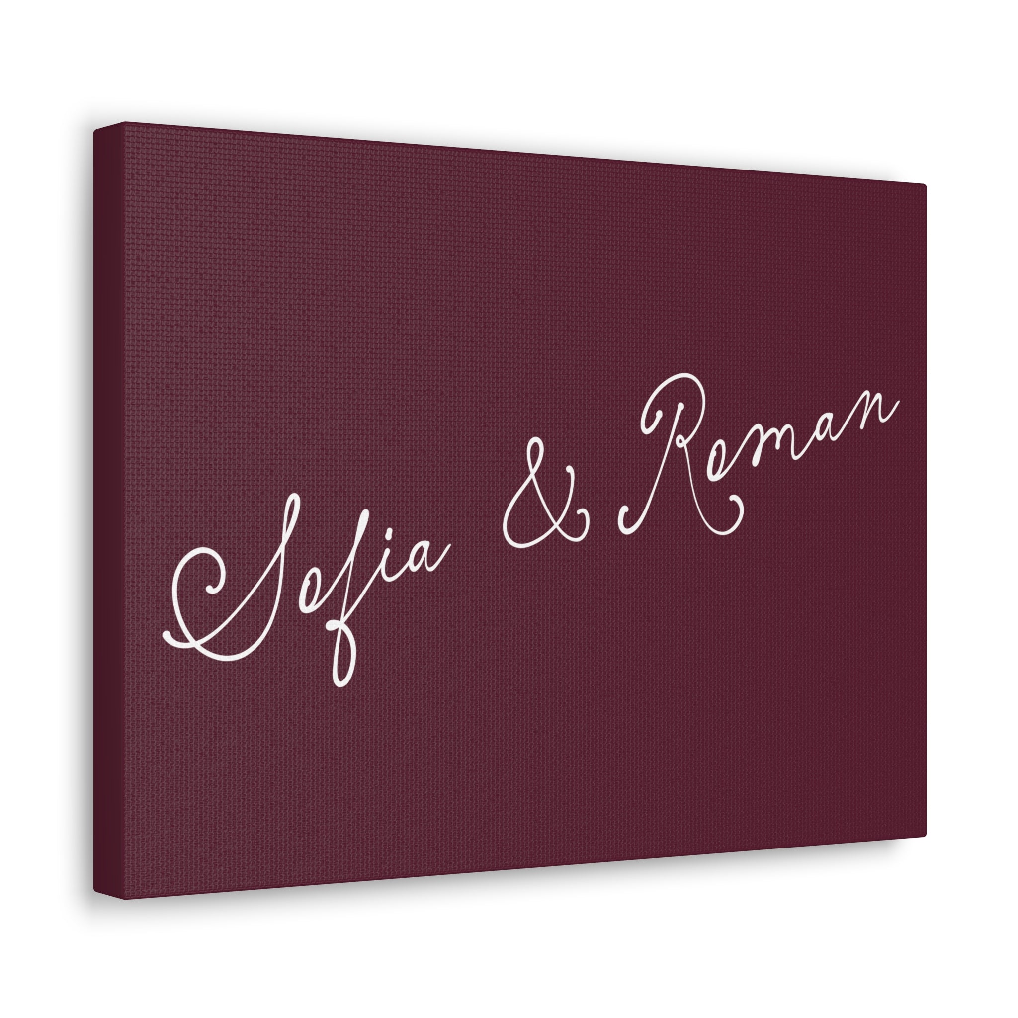 Custom text canvas wedding sign - deep burgundy