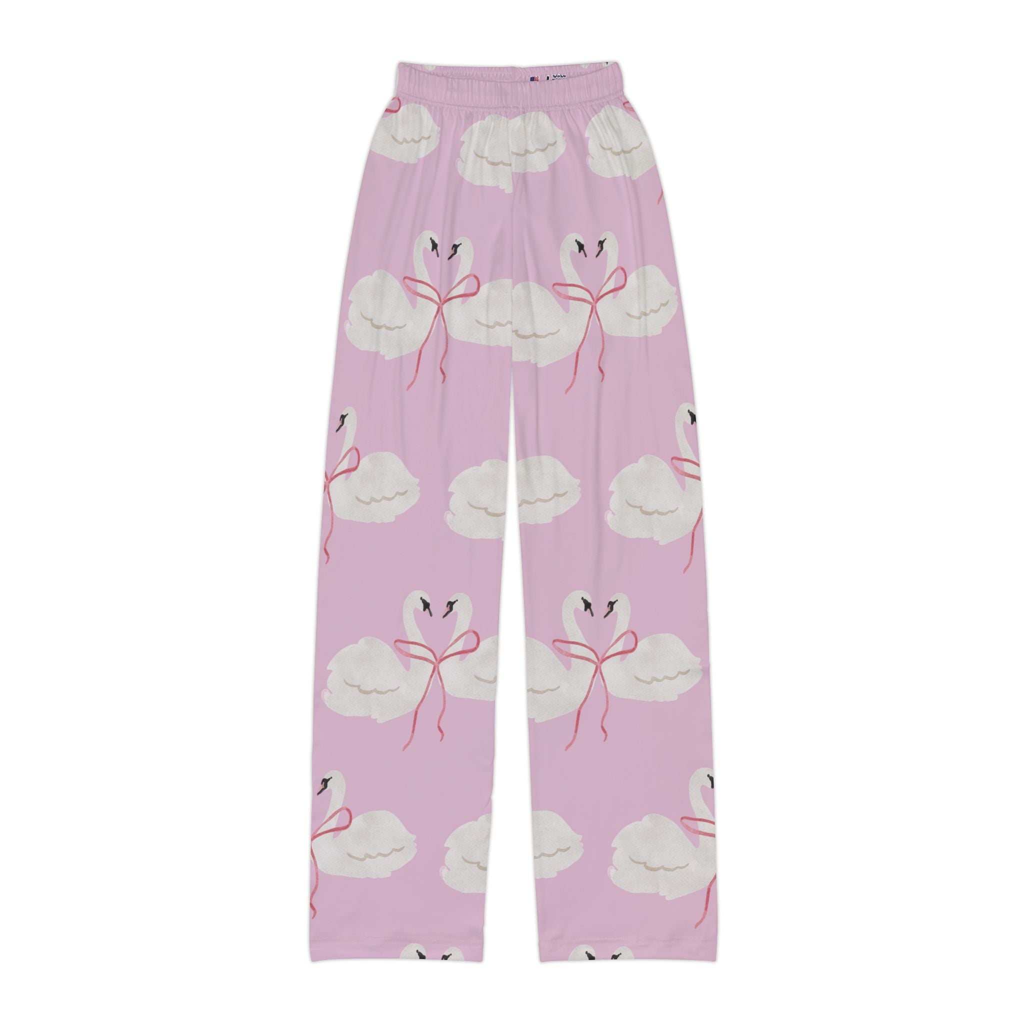 Kids Lounge Pants, Pink Swan Sleepwear for Girls, Soft Pajama Bottoms