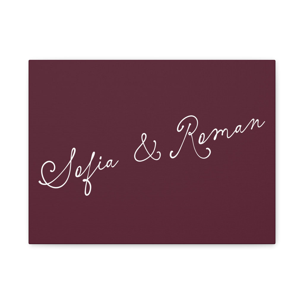 Custom text canvas wedding sign - deep burgundy