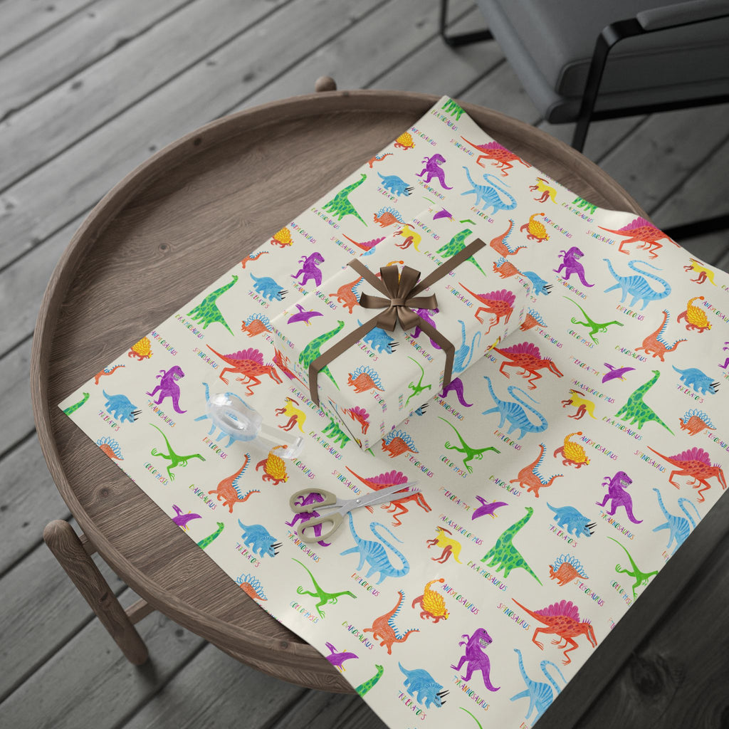Dinosaur Kids Wrapping Paper — Colorful Rainbow Dino Gift Wrap