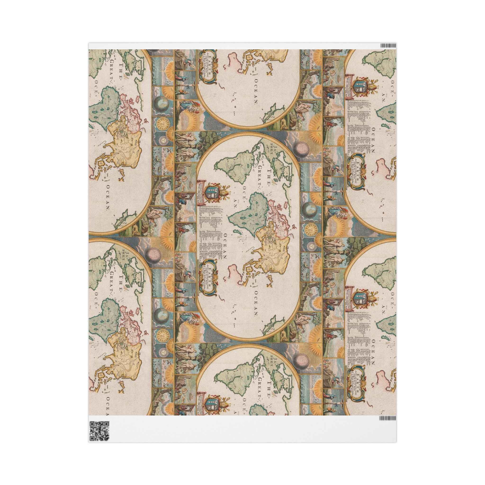 Vintage World Map Wrapping Paper — Retro Globe Gift Wrap Roll