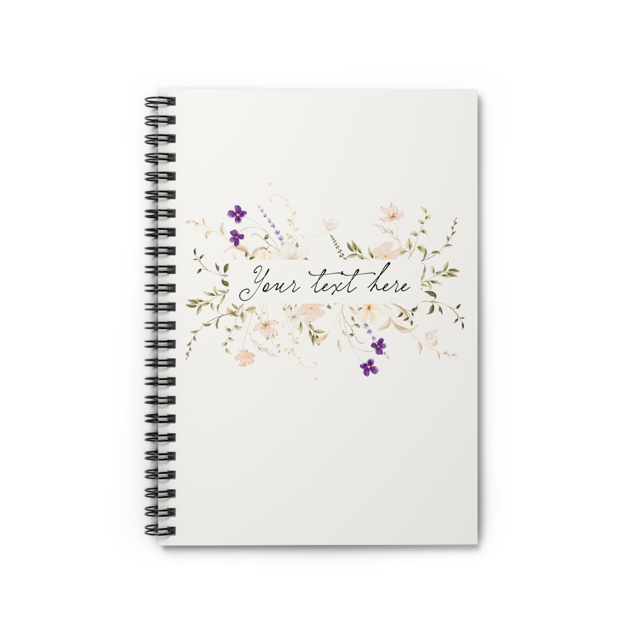 Floral Personalized Spiral Notebook — Ruled Journal with Custom Text