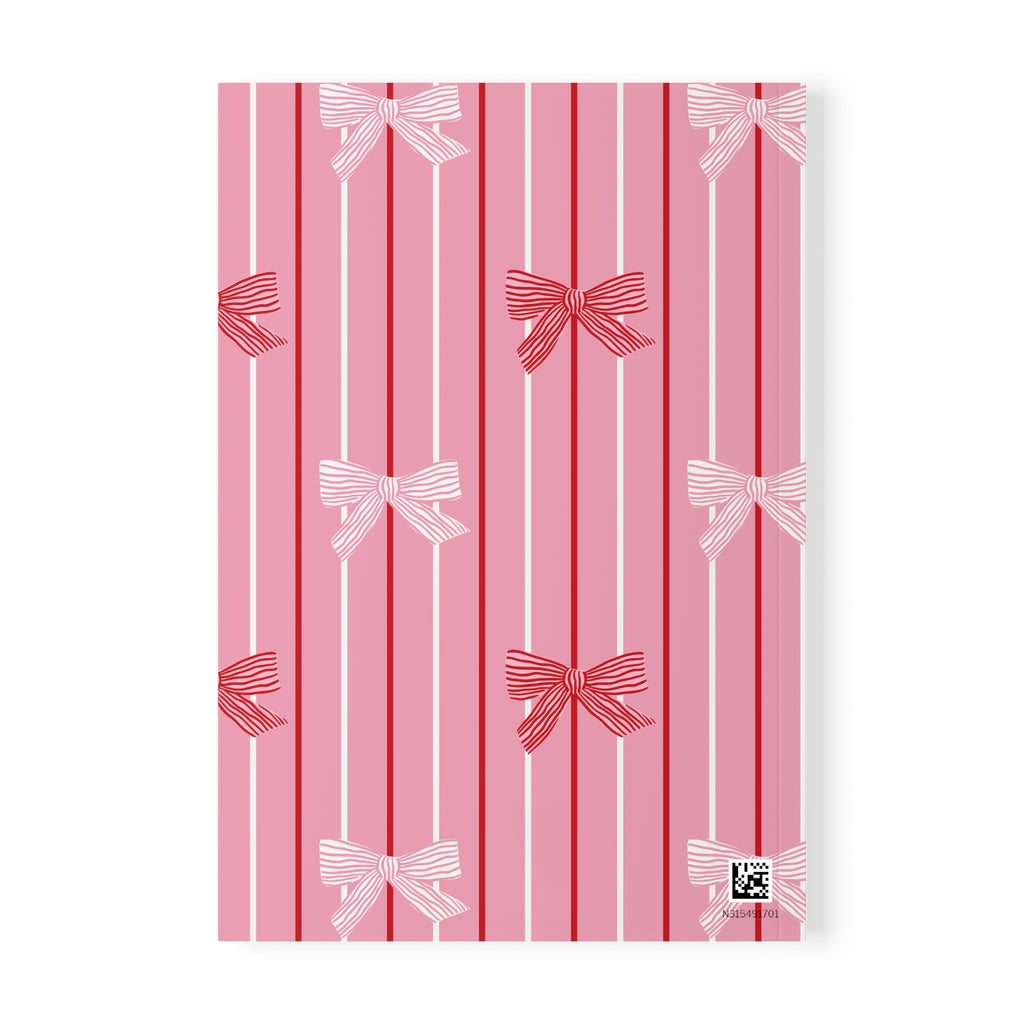 Bow Stripe Notebook A5 | Pink Softcover Journal