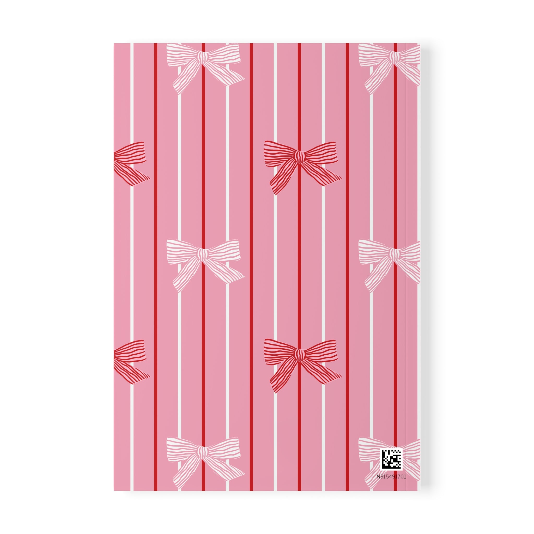 Bow Stripe Notebook A5 | Pink Softcover Journal