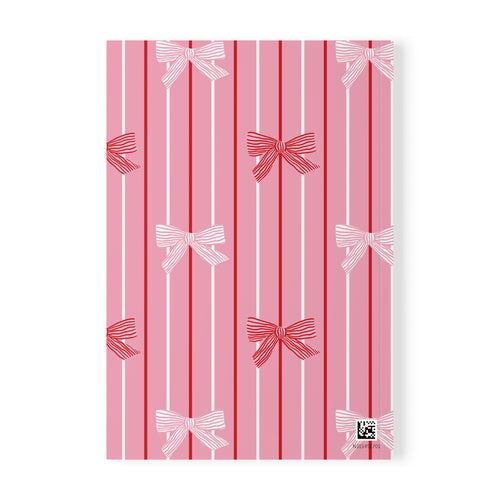 Bow Stripe Notebook A5 | Pink Softcover Journal