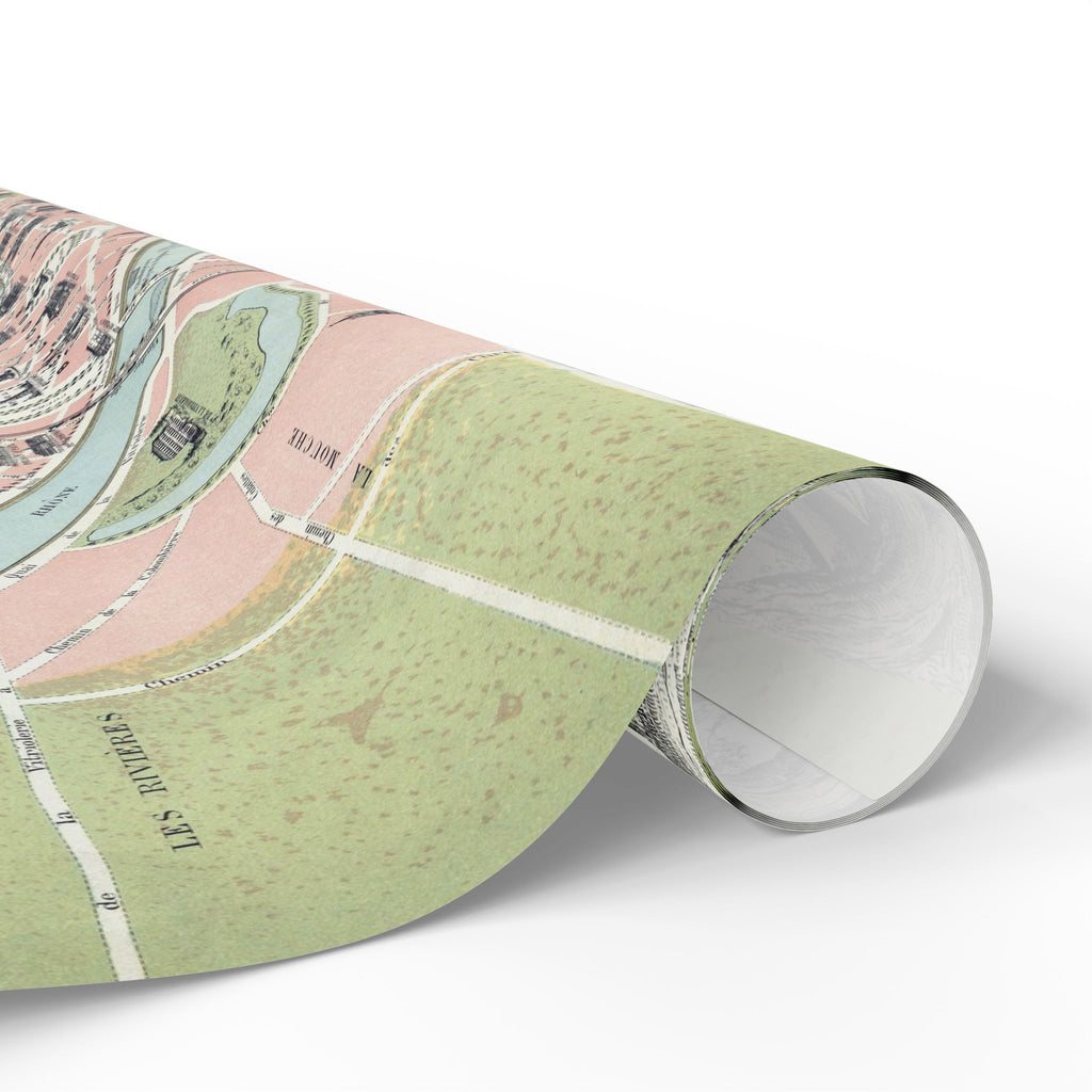 Wrapping Paper, Lyon City Map Gift Wrap, Vintage French Cartography Design