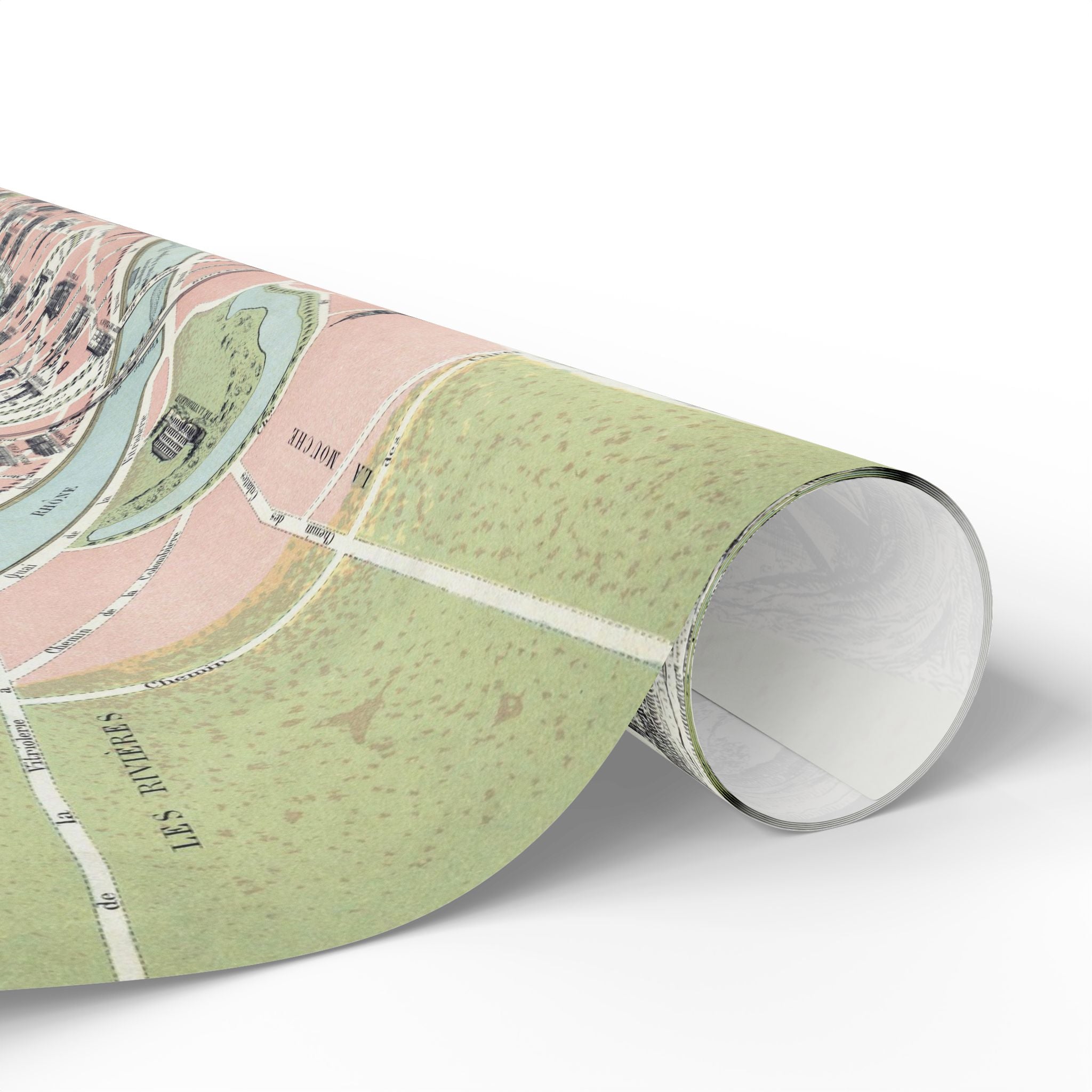 Wrapping Paper, Lyon City Map Gift Wrap, Vintage French Cartography Design