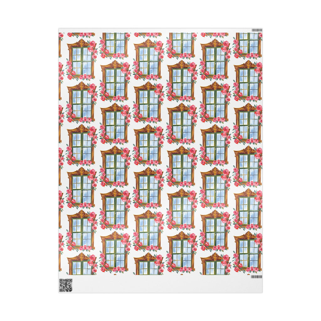 Floral Window Wrapping Paper – Vintage Rose Garland Gift Wrap