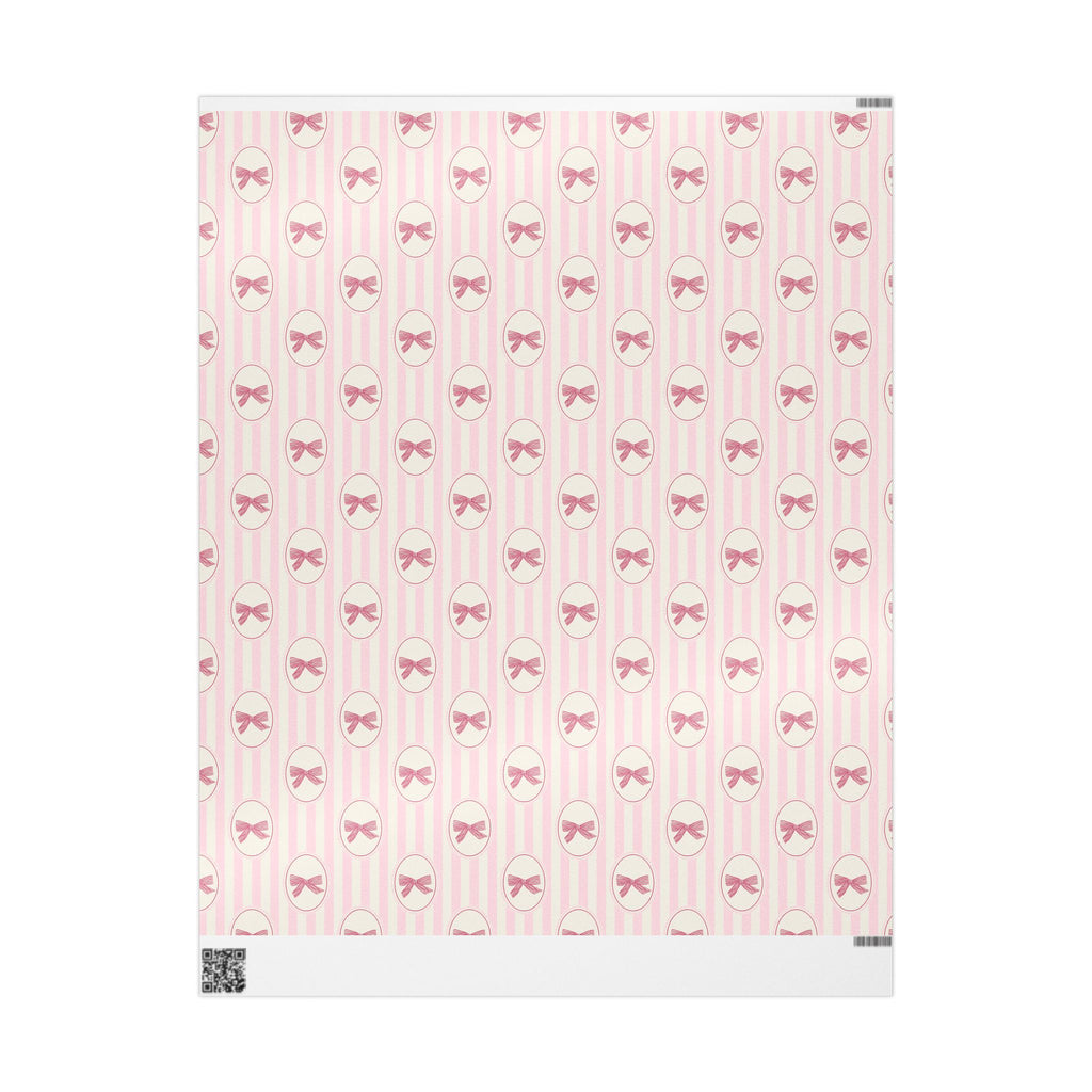 Pink Bow Wrapping Paper | Cute Stripe Gift Wrap