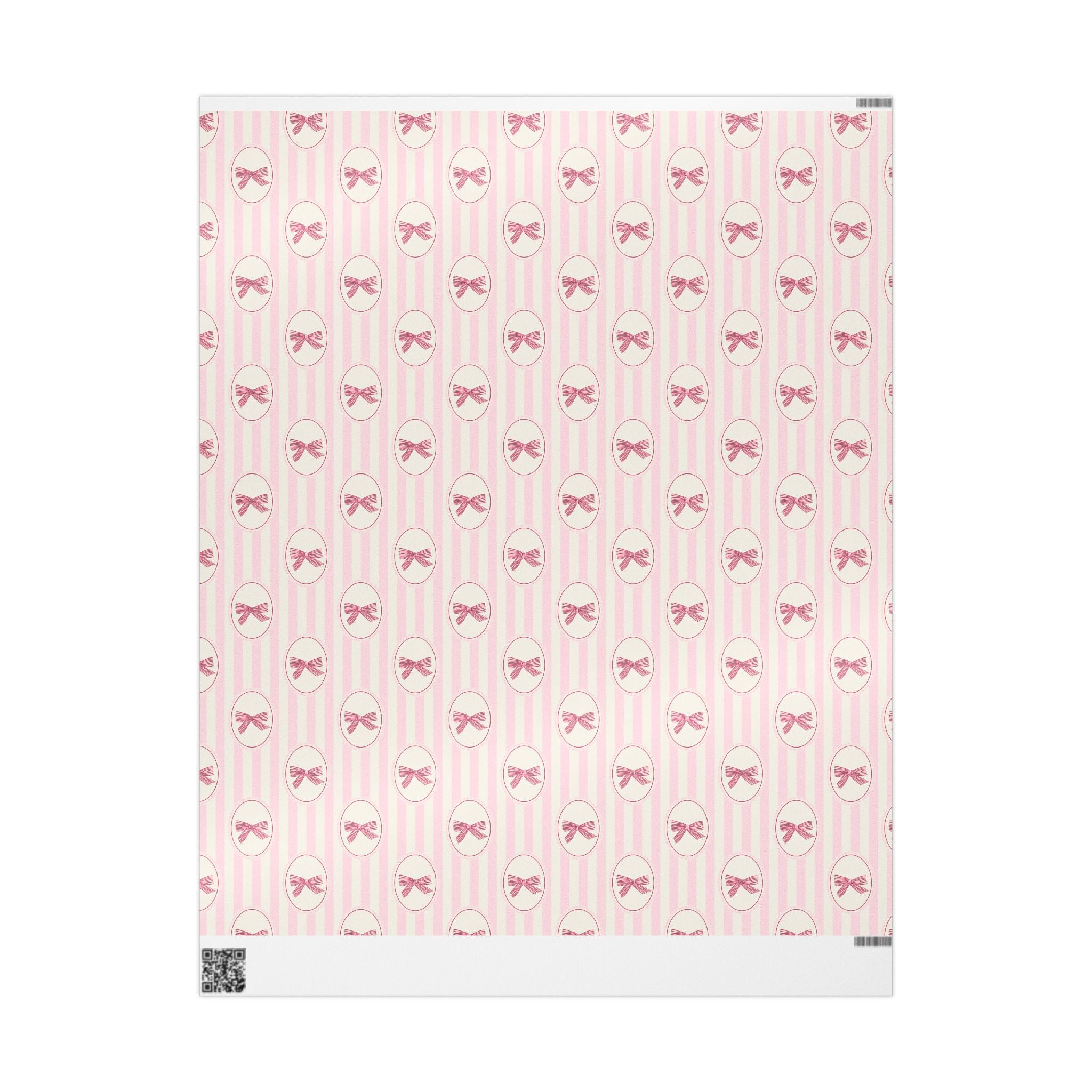 Pink Bow Wrapping Paper | Cute Stripe Gift Wrap