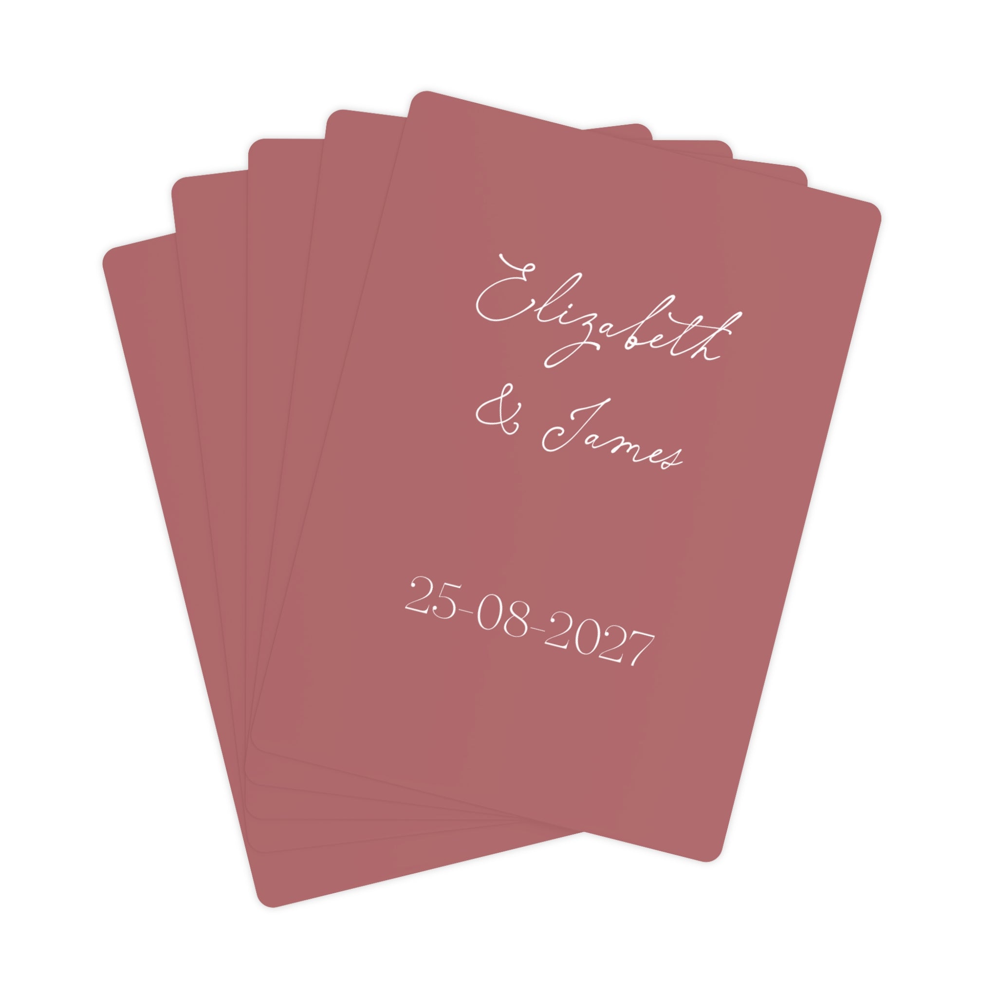 Dusty Pink Wedding Favour Personalised Poker Cards