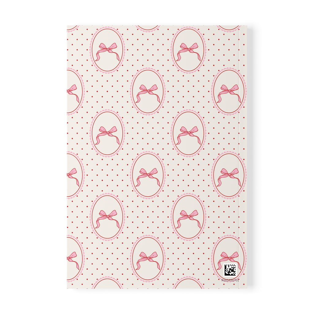 Pink Bow Notebook A5 | Polka Dot Softcover Journal