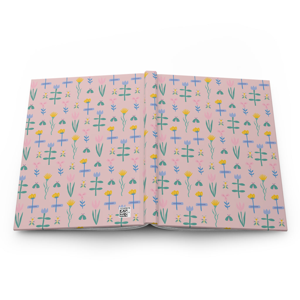Floral Pattern Hardcover Journal — Pink Botanical Notebook