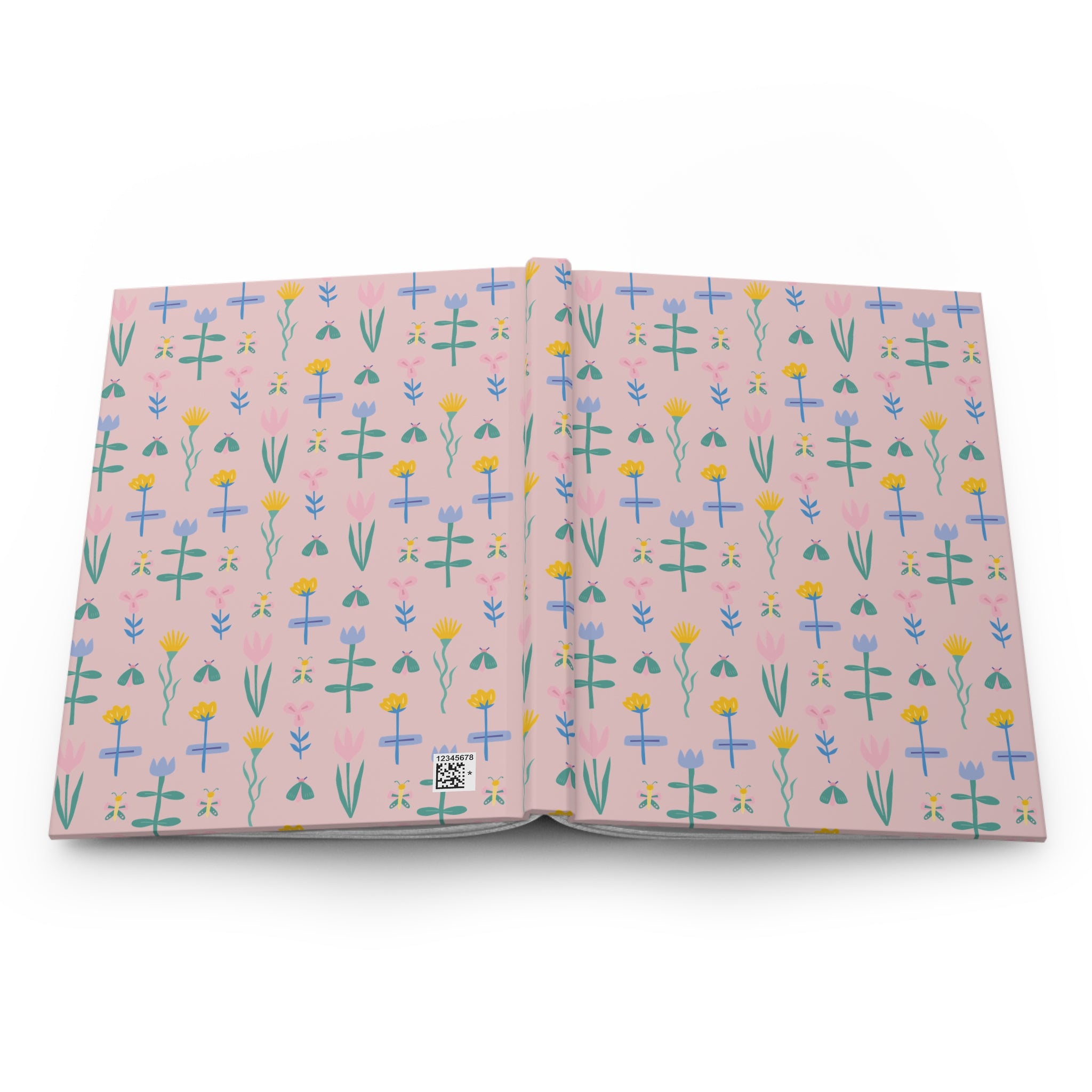 Floral Pattern Hardcover Journal — Pink Botanical Notebook