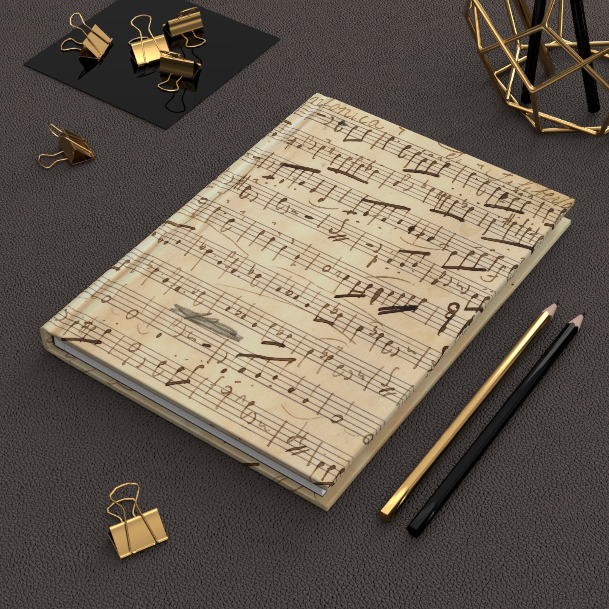 Hardcover Journal, Vintage Sheet Music Notebook, Lined Writing Journal for Musicians