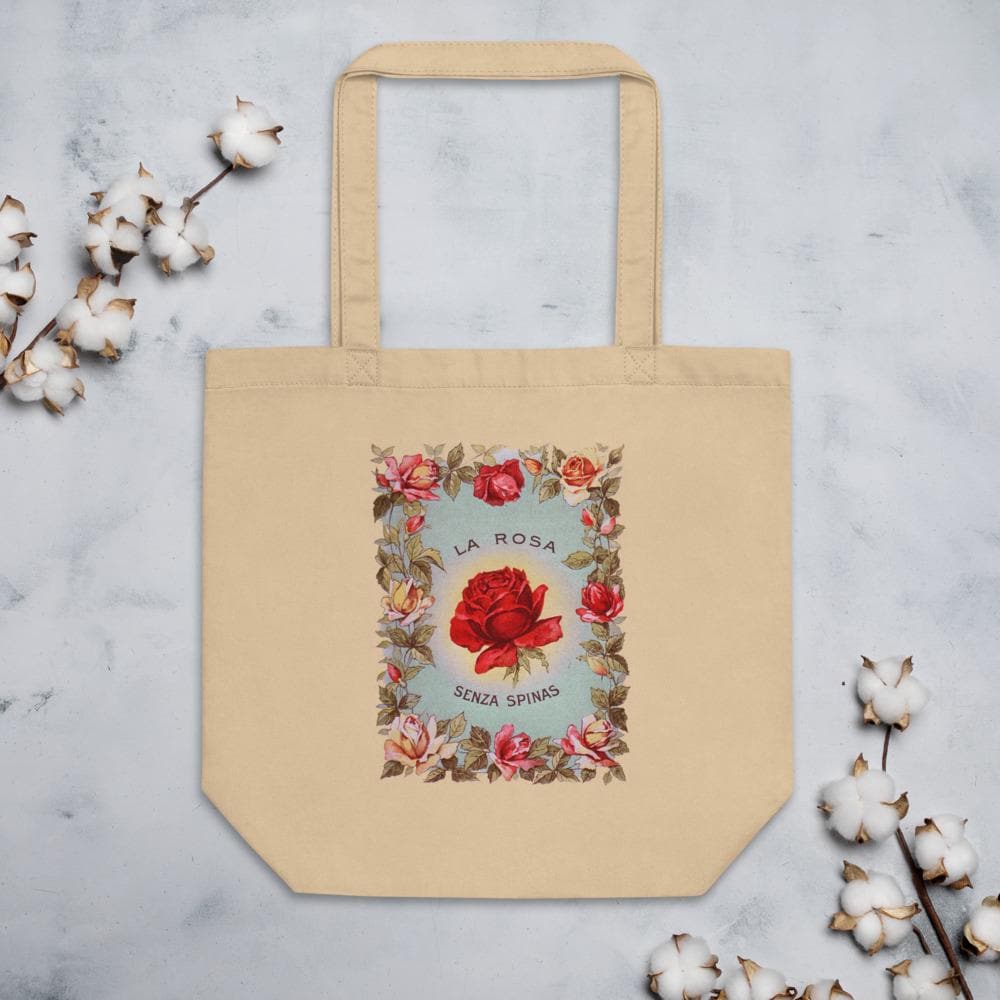 Vintage Rose Botanical Canvas Tote Bag – Cottagecore Market Tote