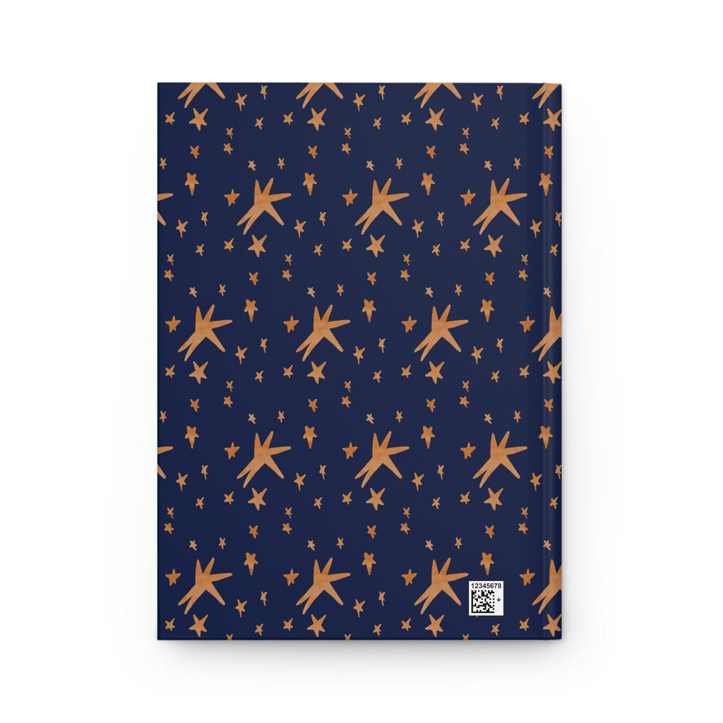 Copper Stars Pattern Hardcover Journal | Blue Starry Notebook
