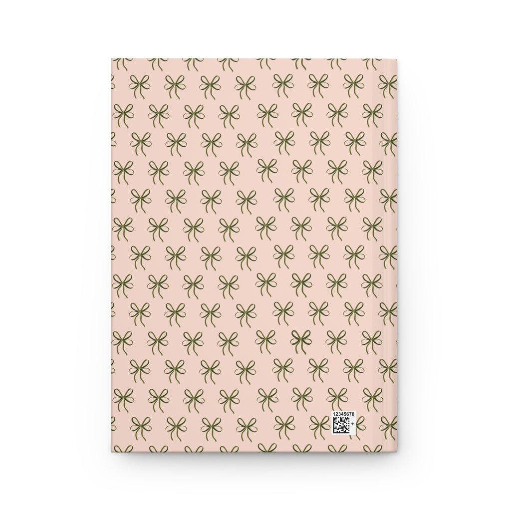 Bow Pattern Hardcover Journal — Pink & Olive Minimal Notebook for Gifts, Planning, and Everyday Notes